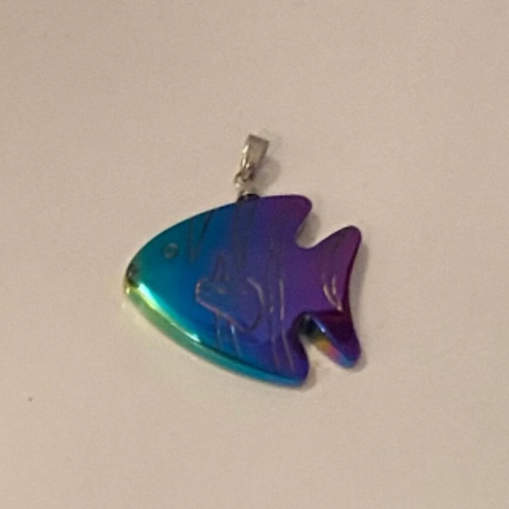 NEW Hematite Fish Pendant